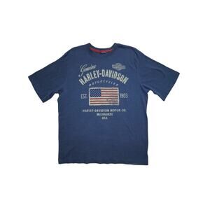 Harley-Davidson T-Shirt Blue USA Flag Graphic – Size XL